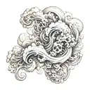 swirling clouds of smoke which look natural, with shapes reminding of tribal tatoos  tattoo design idea