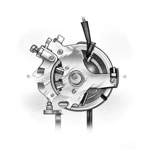 A black-grey tattoo of a machinist's hands skillfully operating a manual lathe tattoo design idea