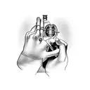 A black-grey tattoo of a machinist's hands skillfully operating a manual lathe tattoo design idea