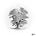 cypress tree inside of an outline of the state of Louisiana  tattoo design idea