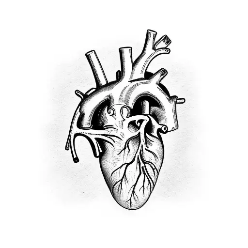Anatomical heart in pieces tattoo design idea