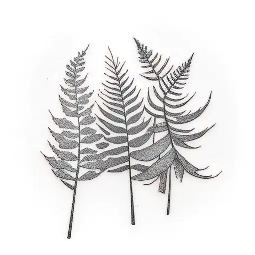 Red cedar branches, sword fern, and salal boquet tattoo design idea