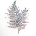 Red cedar branches, sword fern, and salal boquet tattoo design idea