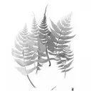 Boquet containing a mixture of Red cedar branches, sword fern, and salal with leaves included tattoo design idea