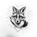 fox cuddled around skull tattoo design idea