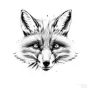 fox cuddled around skull tattoo design idea