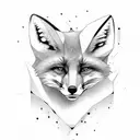 fox cuddled around skull tattoo design idea