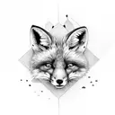 fox cuddled around skull tattoo design idea
