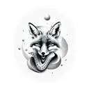 fox cuddled around skull tattoo design idea