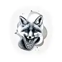 fox cuddled around skull tattoo design idea