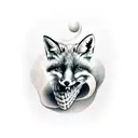 fox cuddled around skull tattoo design idea