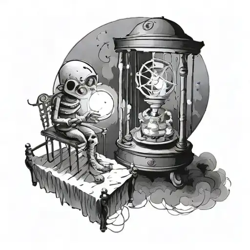 Nobody gives warmth, only a lamp on the wall And a planetarium above the crib Monsters from the figures come to life Under them the shadow extinguishes the sound tattoo design idea