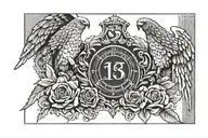 Chest tattoo with and angle statue in center between pecks with the dates 04-16- 1980 and 11-13-1979 in roman numerals tattoo design idea