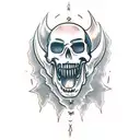 Demon skull with fangs  tattoo design idea