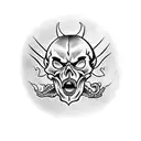 Demon skull with fangs  tattoo design idea