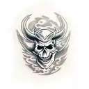 Demon skull with fangs  tattoo design idea