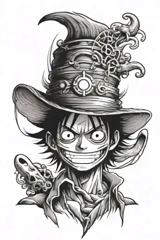 luffy straw hat tattoo design idea