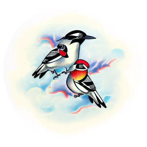 two magpies tattoo design idea
