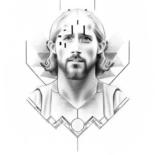 A soccer ball with the face of Jesus Christ tattoo design idea