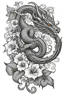 dragon libra morning glory vine tattoo design idea