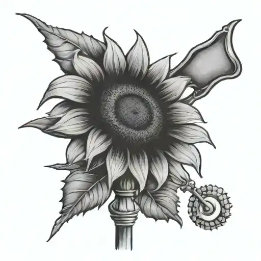 weather vane and sunflower tattoo design idea