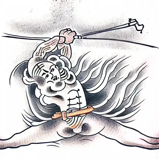 A man jumping from a roof tattoo design idea