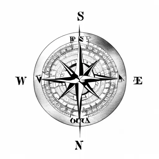 Compass in front of scuba flag tattoo design idea