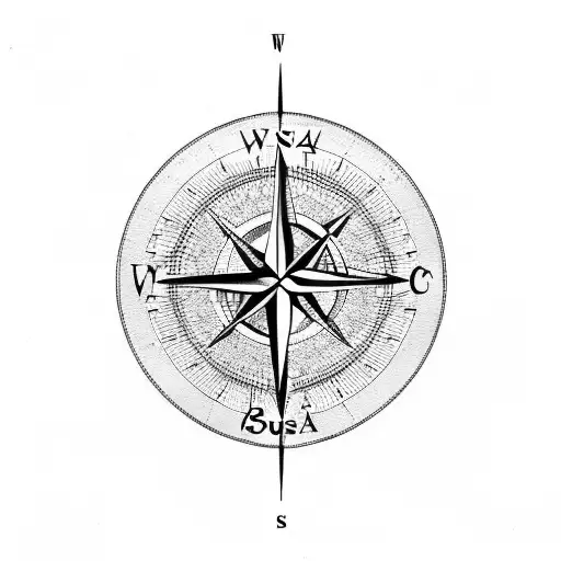 Compass in front of scuba flag tattoo design idea