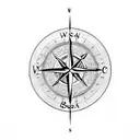 Compass in front of scuba flag tattoo design idea