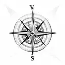 Compass in front of scuba flag tattoo design idea