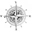 Compass in front of scuba flag tattoo design idea