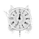 steampunk clock tattoo design idea
