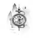 steampunk clock tattoo design idea