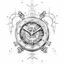 steampunk clock tattoo design idea