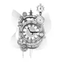 steampunk clock tattoo design idea
