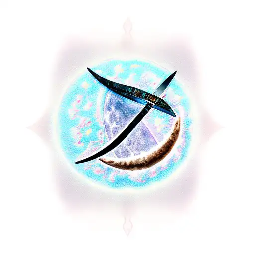 arabic knives blade in the shape of a crescent moon tattoo design idea