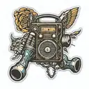 Radio sticker tattoo design idea