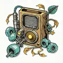 Radio sticker tattoo design idea