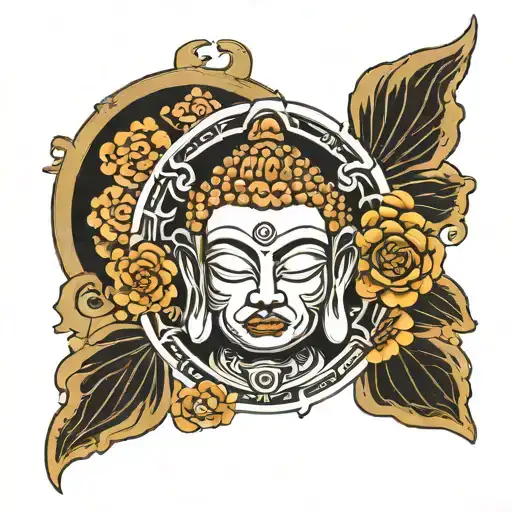 Buddhist symbols incorporated tattoo design idea