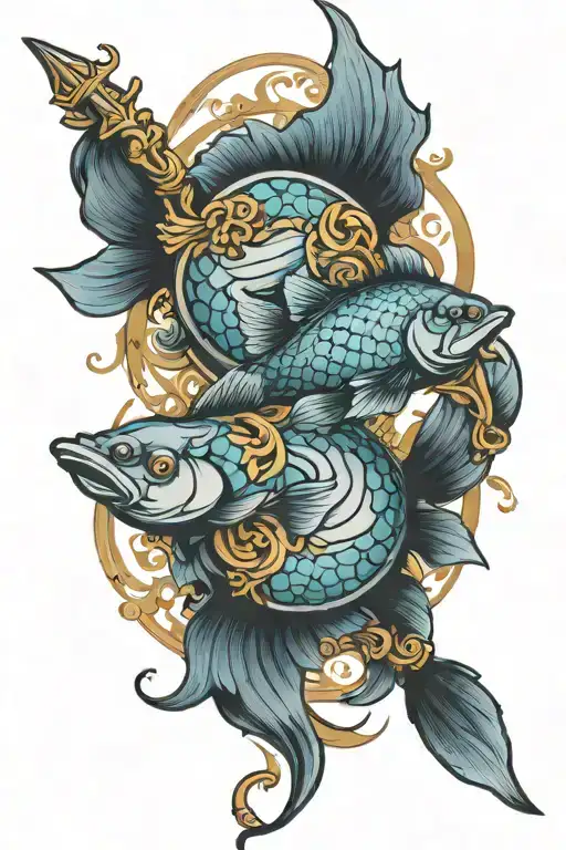 Sagittarius and Pisces fish tattoo design idea