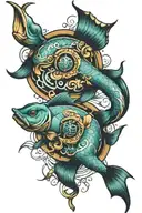 Sagittarius and Pisces fish tattoo design idea