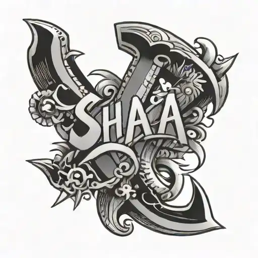 ligtheng bolts and the word Shaka combine   tattoo design idea