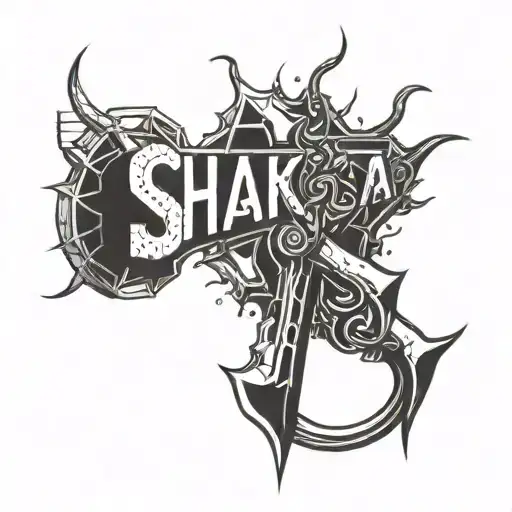 ligtheng bolts and the word Shaka combine   tattoo design idea