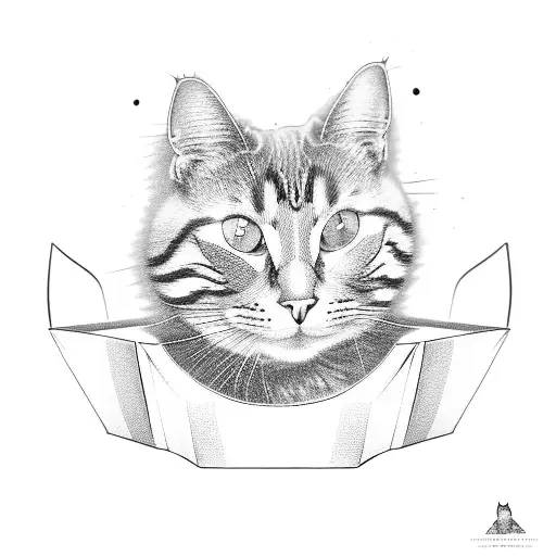 cardboard box with a cat paw poking out tattoo design idea
