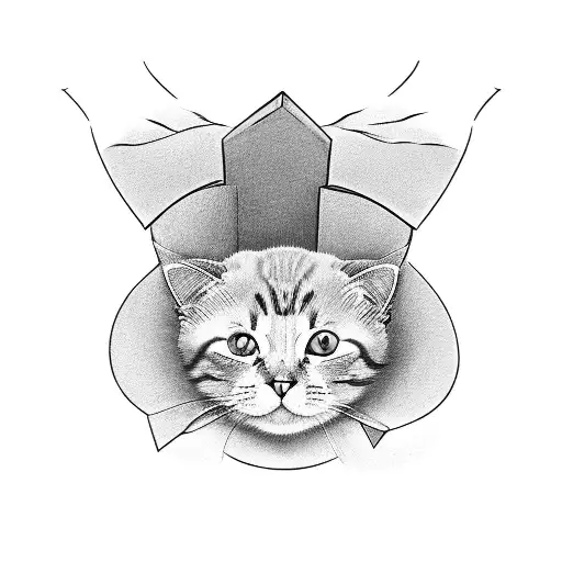 cat paw coming out of a box tattoo design idea