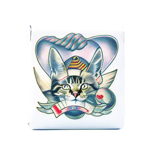 cardboard box with a cat paw poking out tattoo design idea