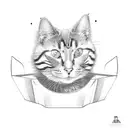 cardboard box with a cat paw poking out tattoo design idea