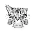 cat paw coming out of a box tattoo design idea