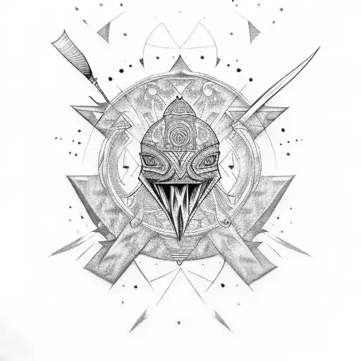 polonesian tribal ,tuna,tiki head forearm quarter sleeve  tattoo design idea