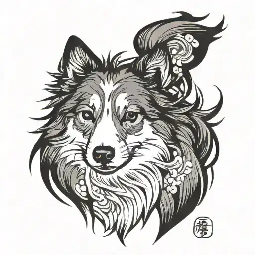shetland sheepdog  tattoo design idea